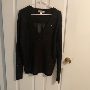 Decree Black V-Neck Sequin Sweater
